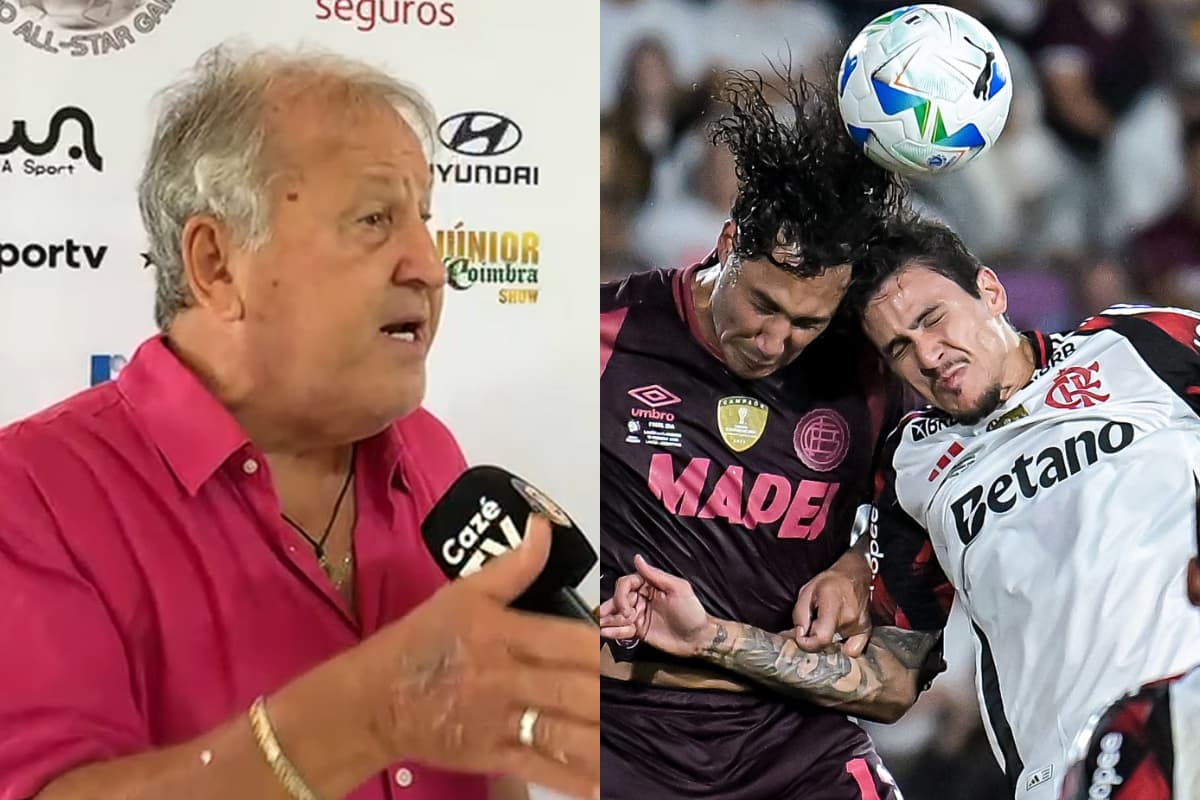 Zico durante entrevista à CazéTV ao lado de Pedro durante Flamengo x Lanús