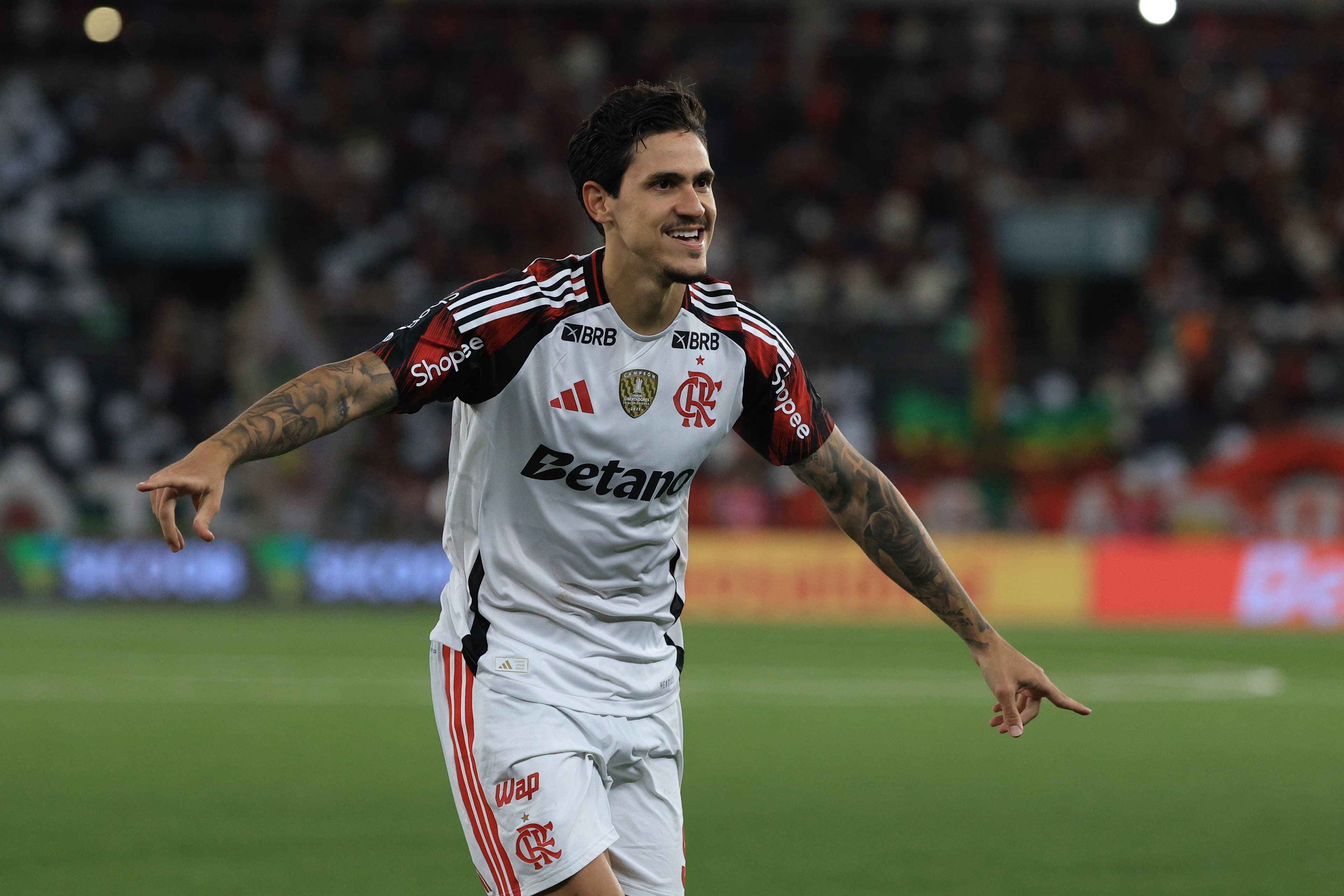 Pedro comemora gol pelo Flamengo no Brasileirão