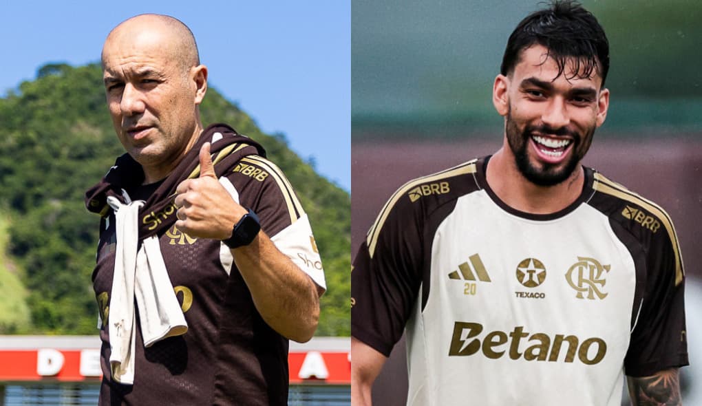 Leonardo Jardim faz joia (esquerda) e Paquetá sorri (direita)