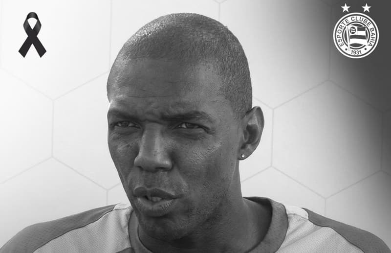 Arte de luto do Bahia com foto de Reinaldo Aleluia, que morreu aos 53 anos, quando jogava no tricolor