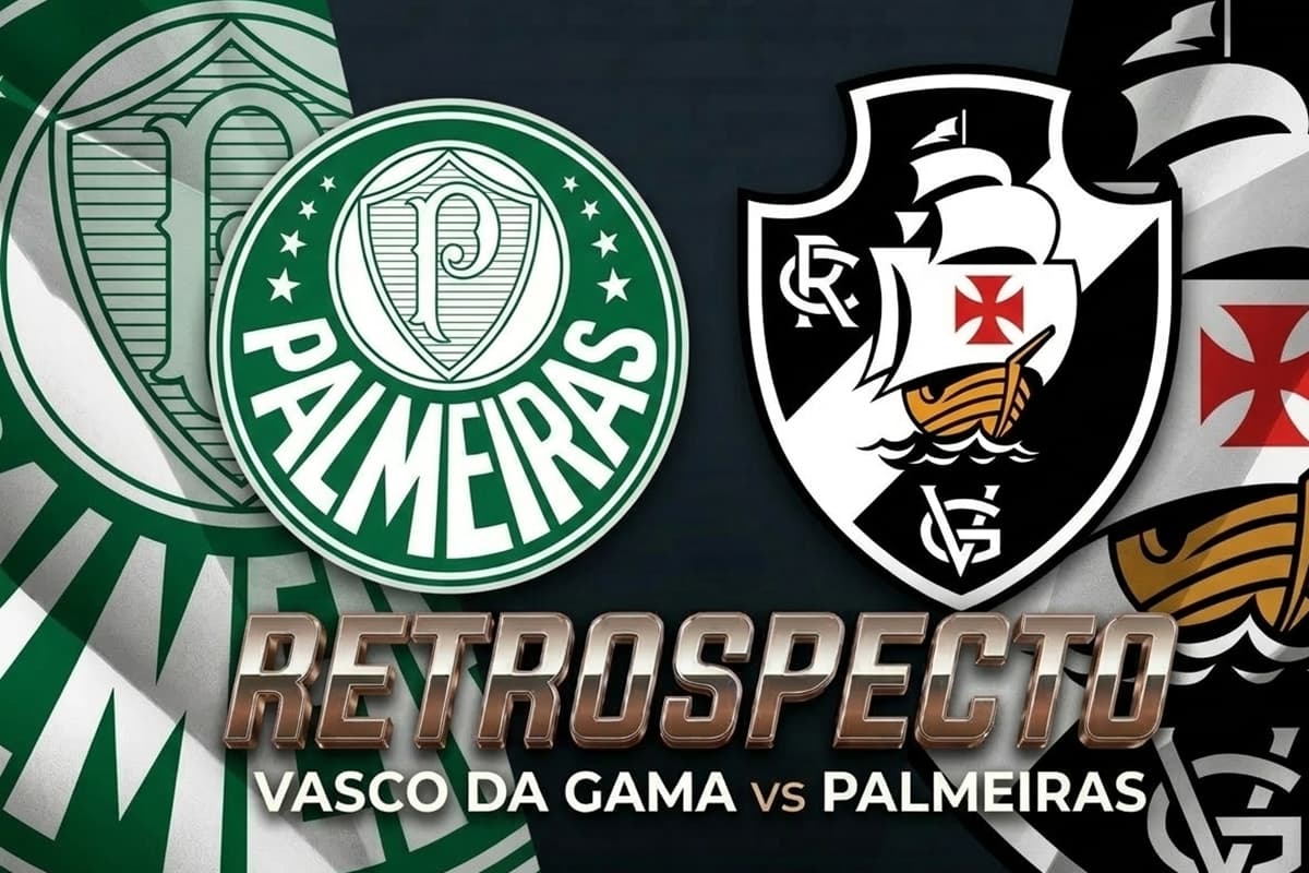 Montagem com escudos de Vasco e Palmeiras e texto retrospecto