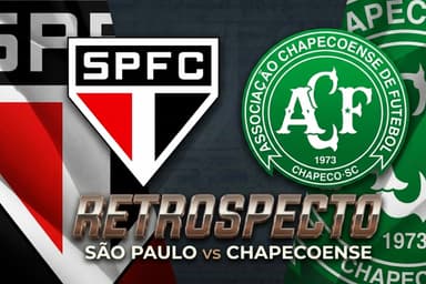 Montagem com escudos de São Paulo e Chapecoense e texto "retrospecto"