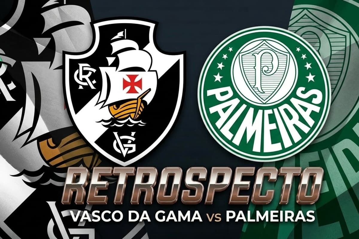 Montagem com escudos de Vasco e Palmeiras e texto retrospecto