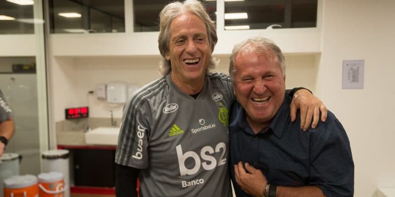 Jorge Jesus e Zico dão risadas flamengo