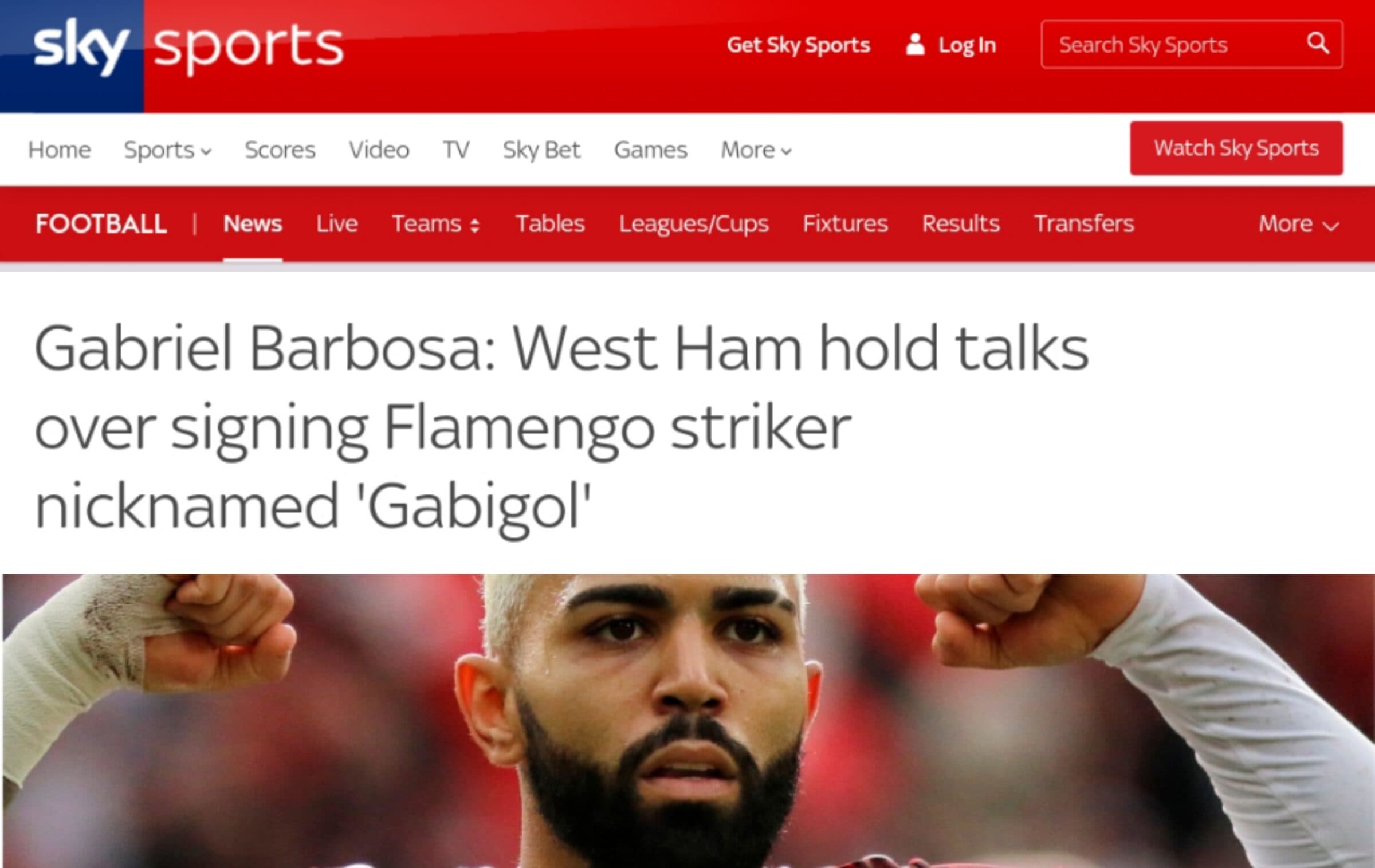 Gabigol West ham Flamengo