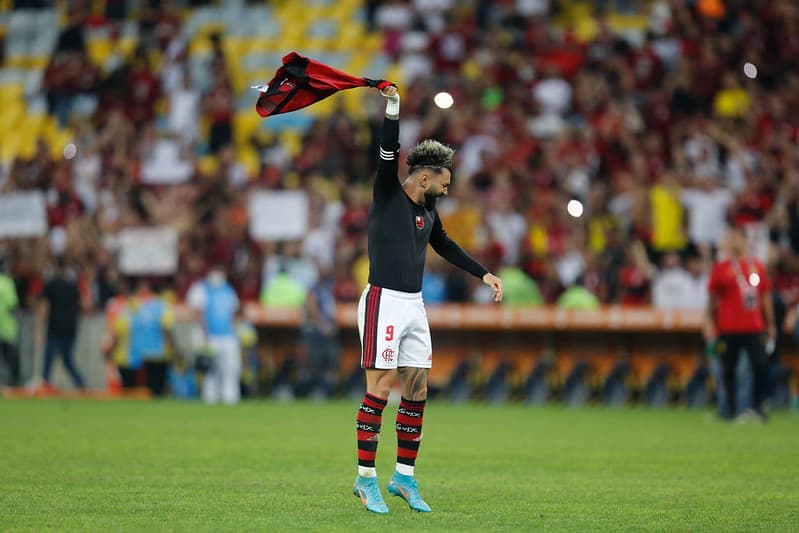 Gabigol comemora vitória do Flamengo.