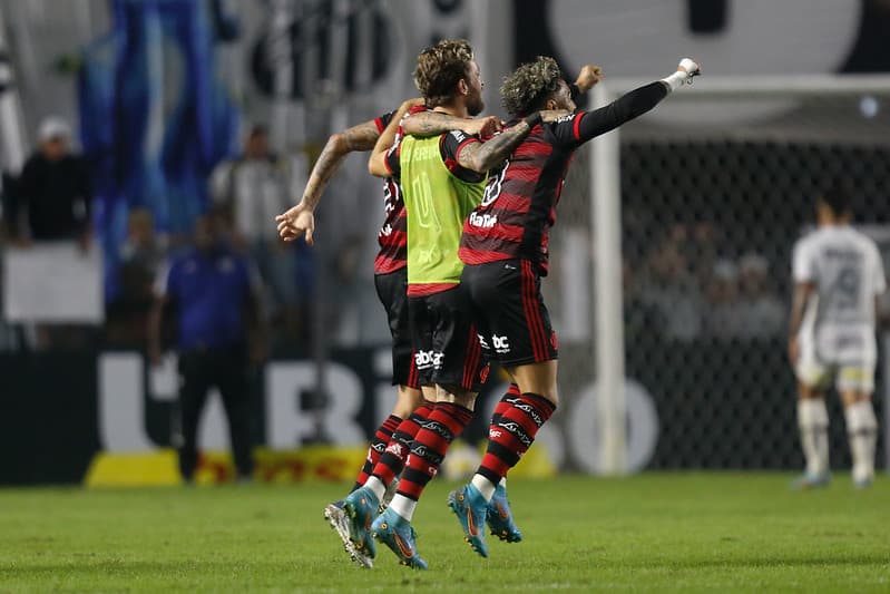 Gabigol comemora gol que deu vitória sobre o Santos
