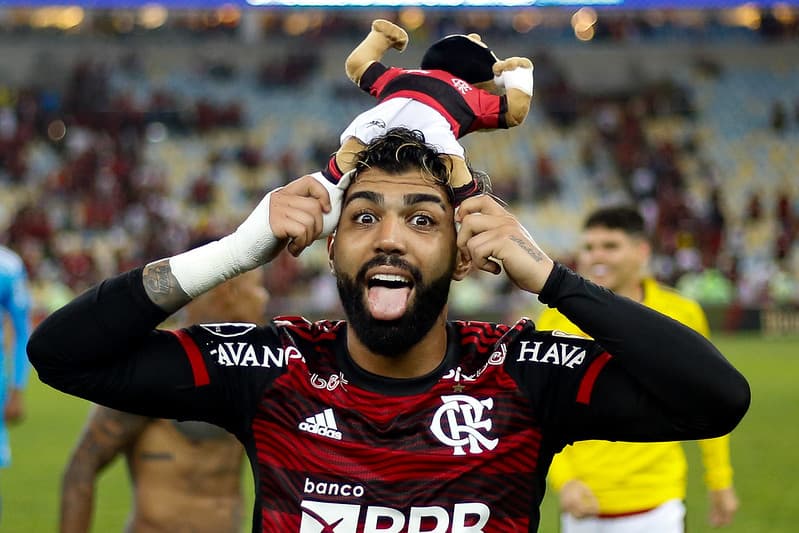 Gabigol comemora classificação do Flamengo sobre o Corinthians na Libertadores