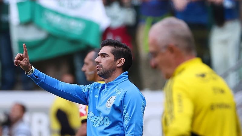 O técnico Abel Ferreira, da SE Palmeiras, em jogo contra a equipe do CR Flamengo, durante partida válida pela vigésima terceira rodada, do Campeonato Brasileiro, Série A, na arena Allianz Parque. (Foto: Cesar Greco)