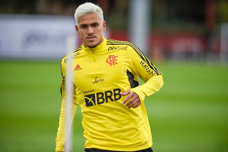 Pedro em treino do Flamengo, nessa segunda-feira