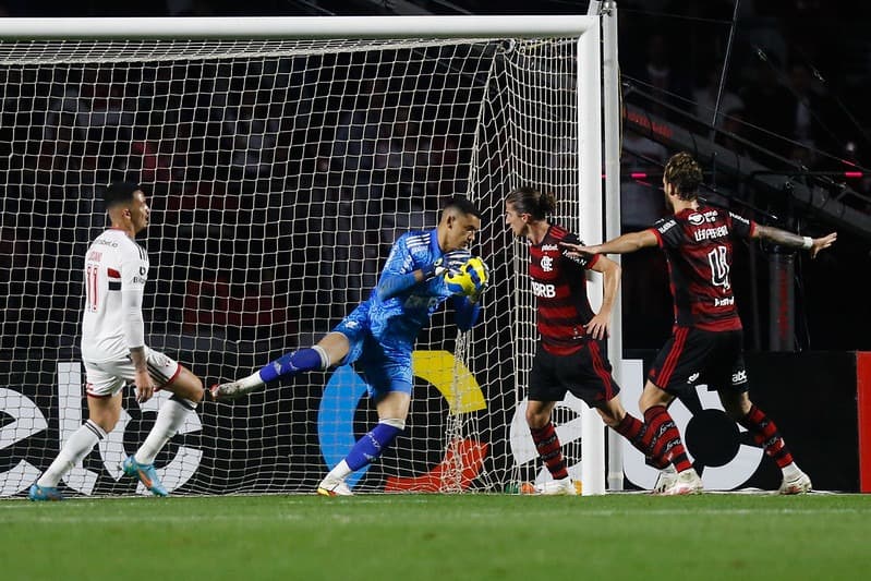 Santos defendendo um chute