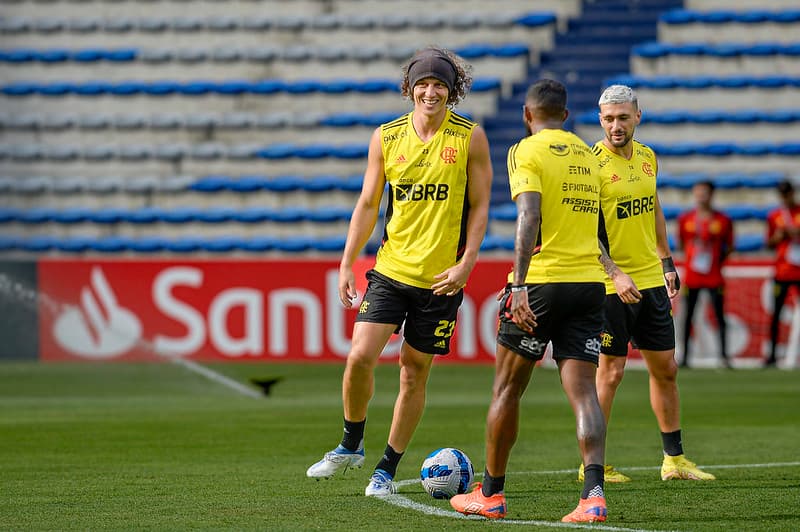 David Luiz no último treino do Flamengo antes da final da Libertadores