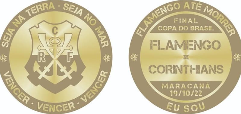 Escudo errado do remo do Flamengo em moeda comemorativa da Copa do Brasil