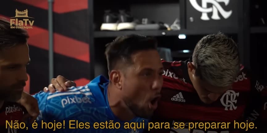 Diego Alves vibra em vestiário do Flamengo