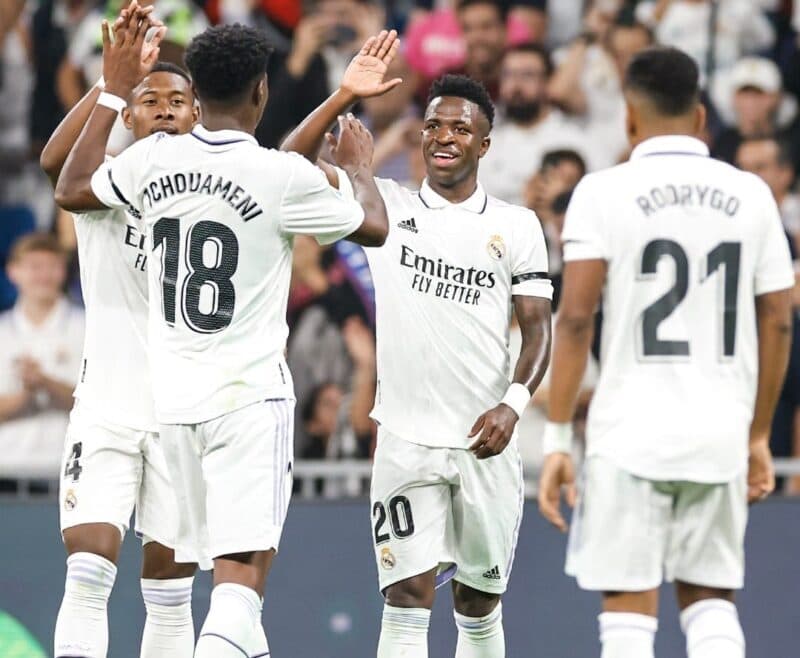 Vinícius Júnior comemora gol do Real Madrid