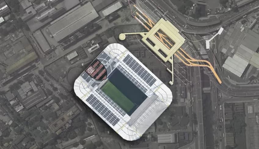 Projeção de possível estádio do Flamengo no Gasômetro; Jornalista explica como construção aumentaria ganhos do clube em relação ao Maracanã
