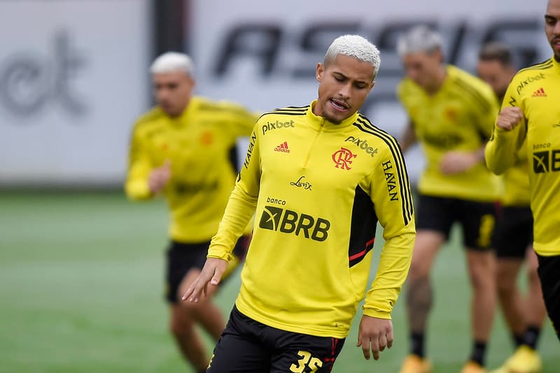 João Gomes no treino do Flamengo