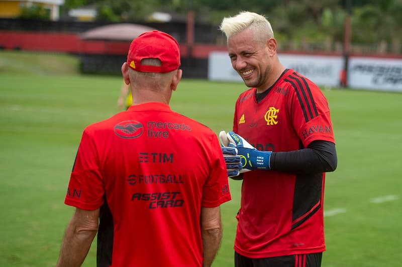 Diego Alves no seu último treino no Flamengo.