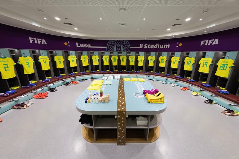 Vestiário da Seleção Brasileira na estreia da Copa do Mundo do Catar. Foto: Lucas Figueiredo/CBF