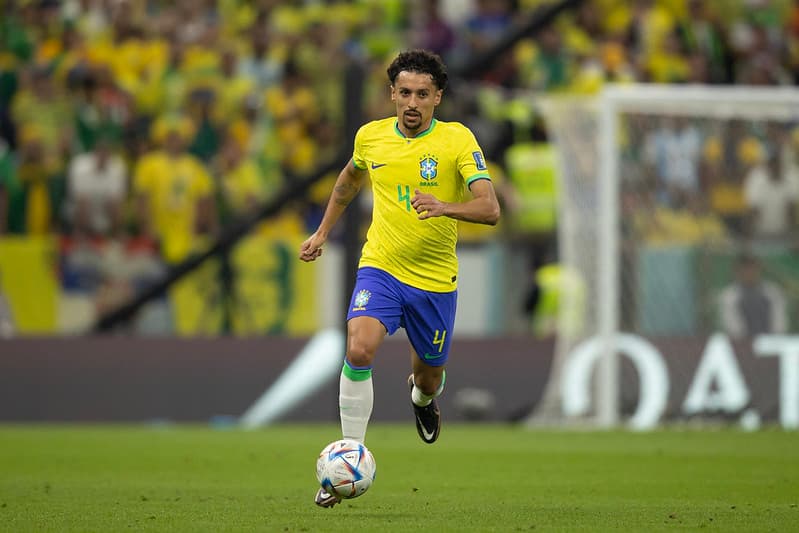 Marquinhos em ação pela Seleção Brasileira na Copa do Mundo