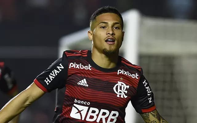 João Gomes comemora gol pelo Flamengo; venda do volante para o Wolverhampton permite clube a voltar para o mercado de transferências