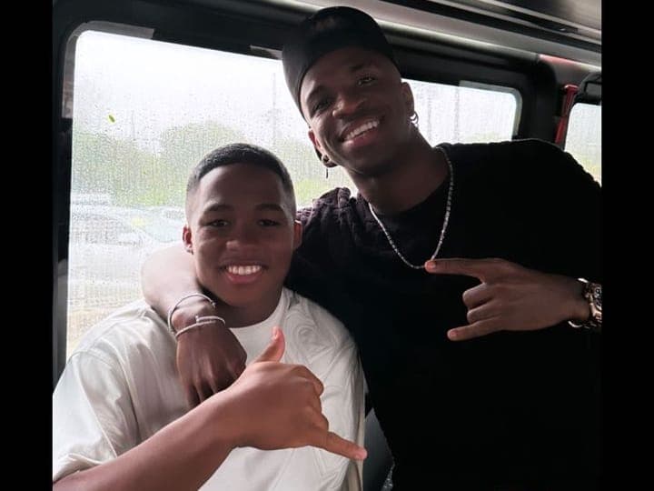 Vinícius Júnior e Endrick lado a lado no Rio de Janeiro