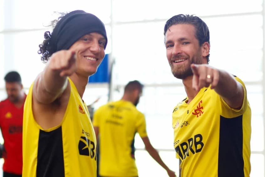 David Luiz e Léo Pereira em foto do Flamengo