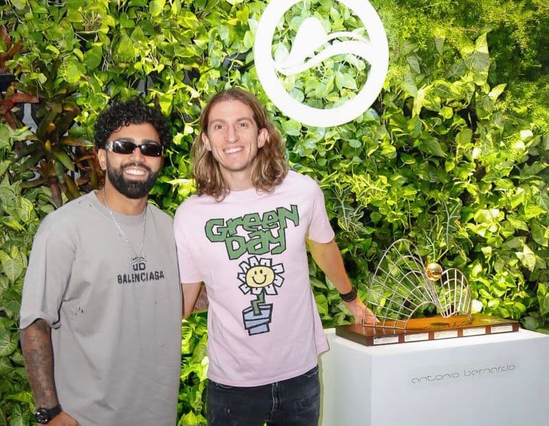 Gabigol e Filipe Luís juntos no torneio de tênis Rio Open