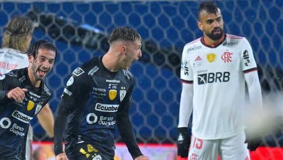Del Valle comemora gol contra o Flamengo. Foto: Rodrigo BUENDIA / AFP