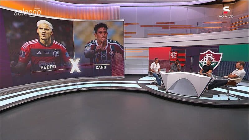 Pedro e Germán Cano em debate no Seleção SporTV