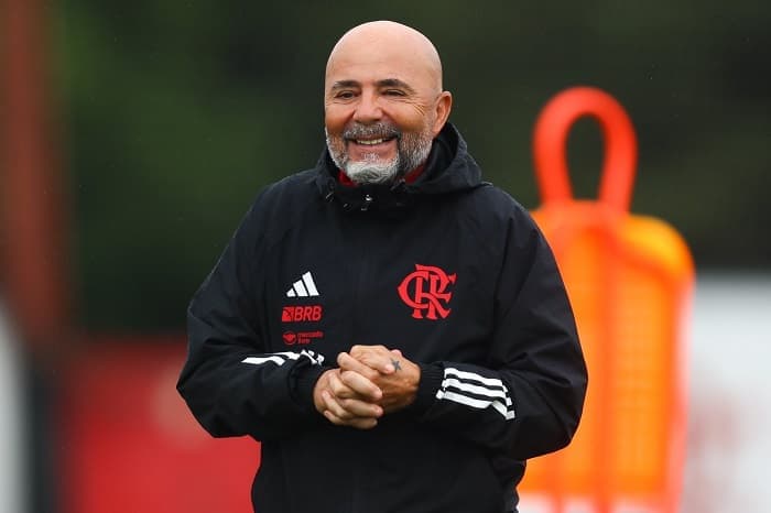 Jorge Sampaoli no treino do Flamengo