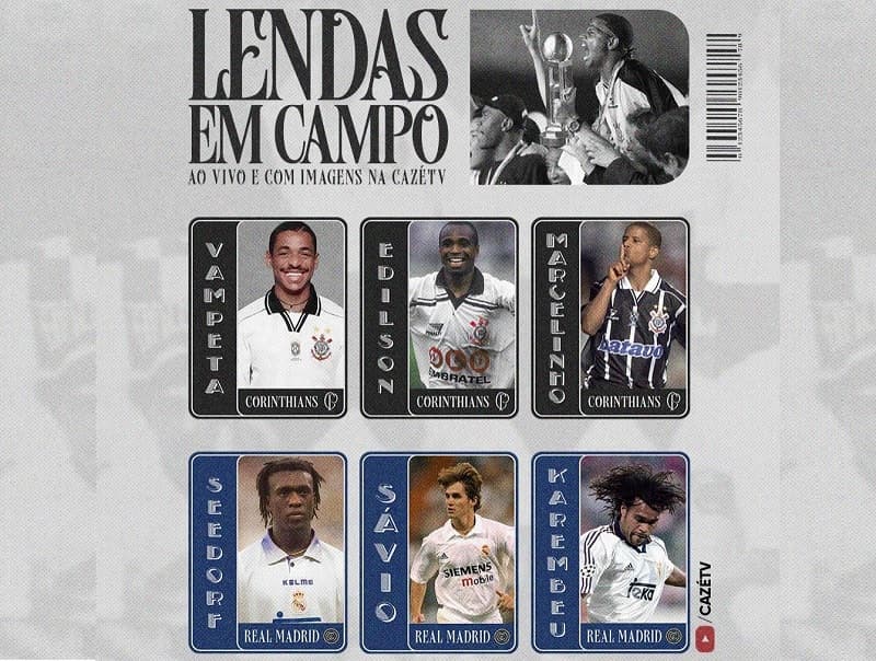 Sávio e outros ex-jogadores do Flamengo participam de jogo das lendas entre Corinthians e Real Madrid