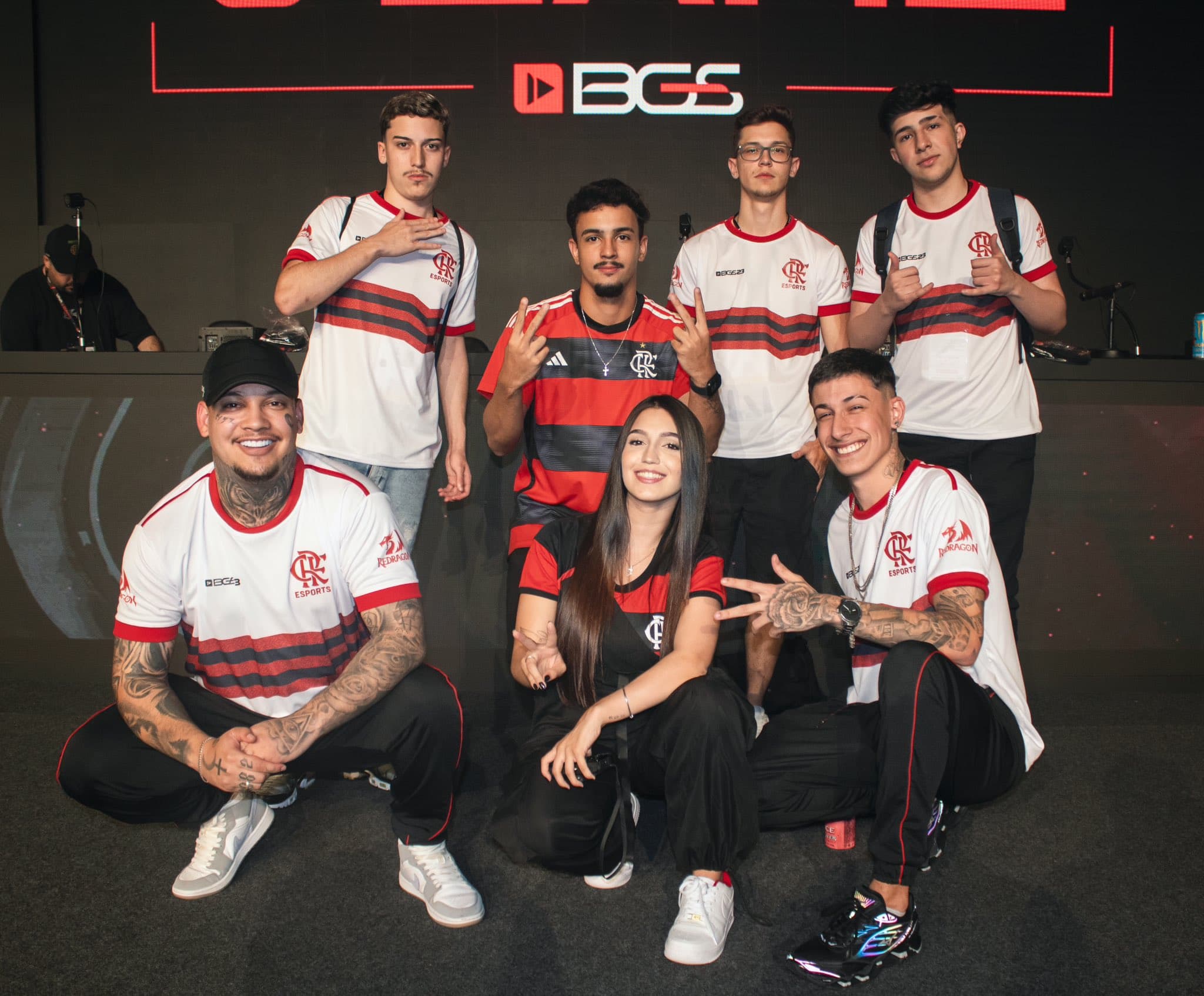 Influenciadores e jogadores do FlaEsports presentes na BGS