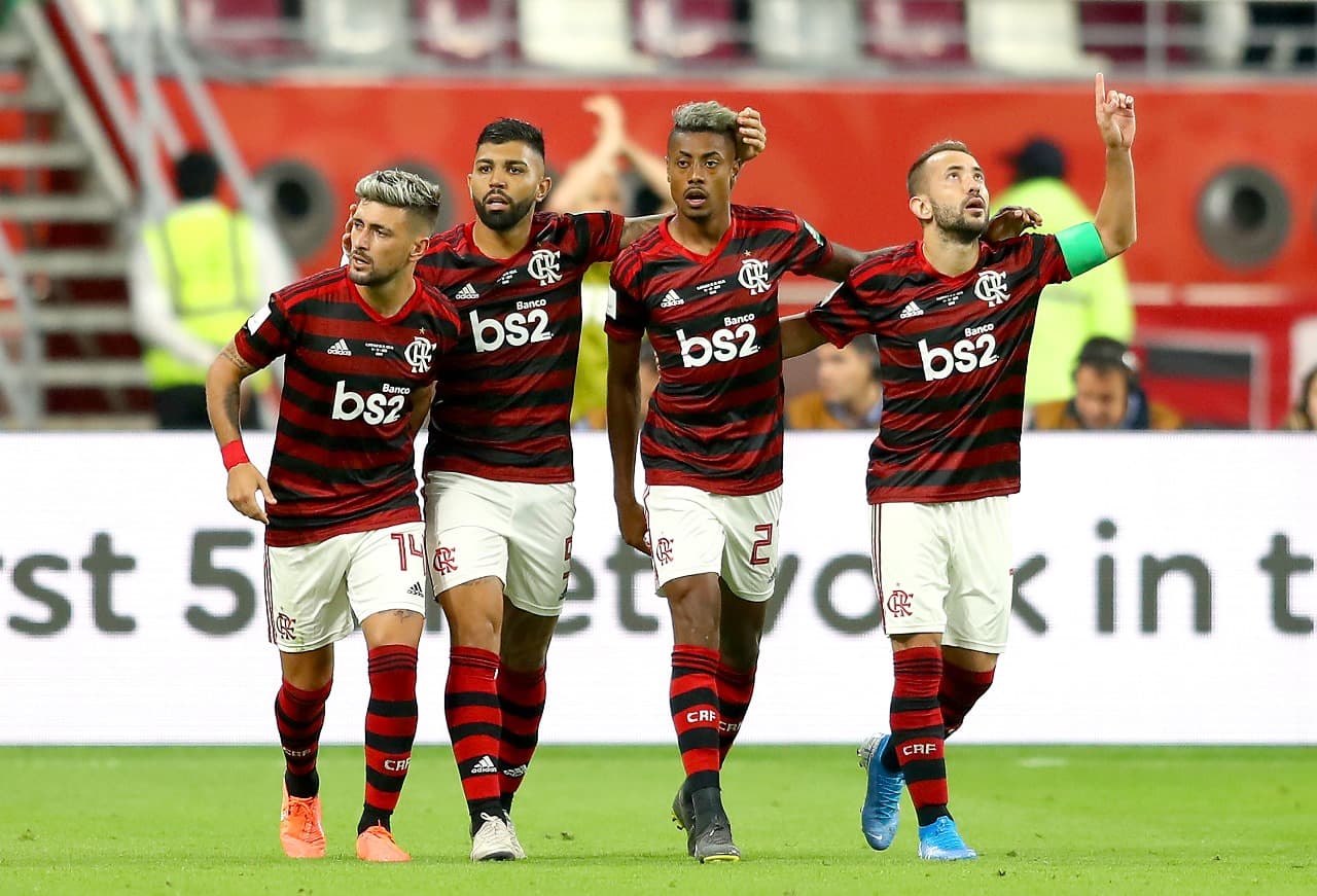 O quarteto mágico do Flamengo em 2019: Arrascaeta, Bruno Henrique, Everton Ribeiro e Gabigol