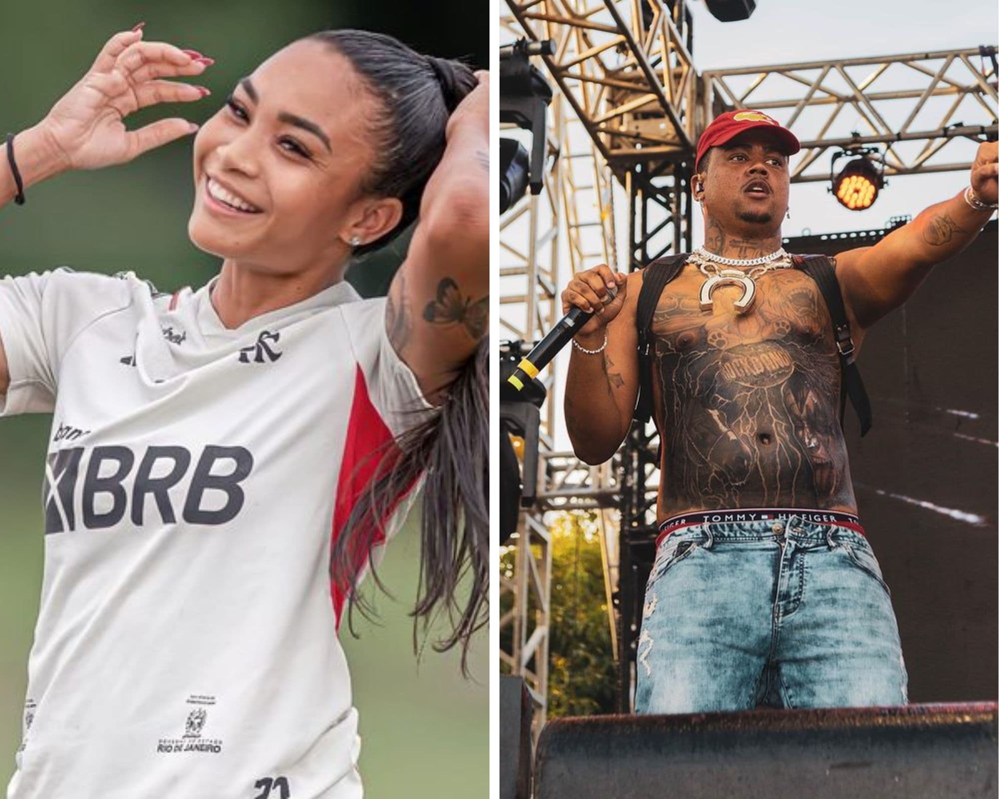 Zagueira Thais Regina, do Flamengo, e o rapper brasileiro Major RD
