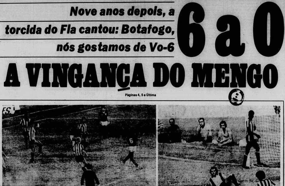 Capa de jornal de 1981 após Flamengo 6x0 Botafogo