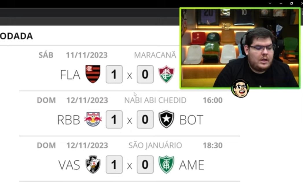 Casimiro Miguel, o Cazé, simulou a reta final do Brasileirão e deu Flamengo no G-4 e Vasco rebaixado