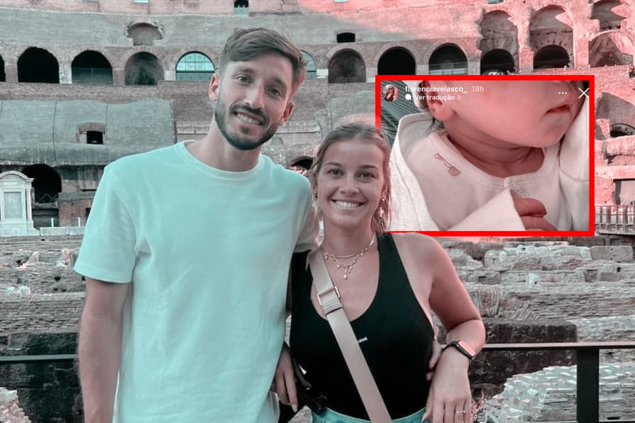 Viña, jogador do Flamengo, está na Itália e acompanhou nascimento de sua primeira filha