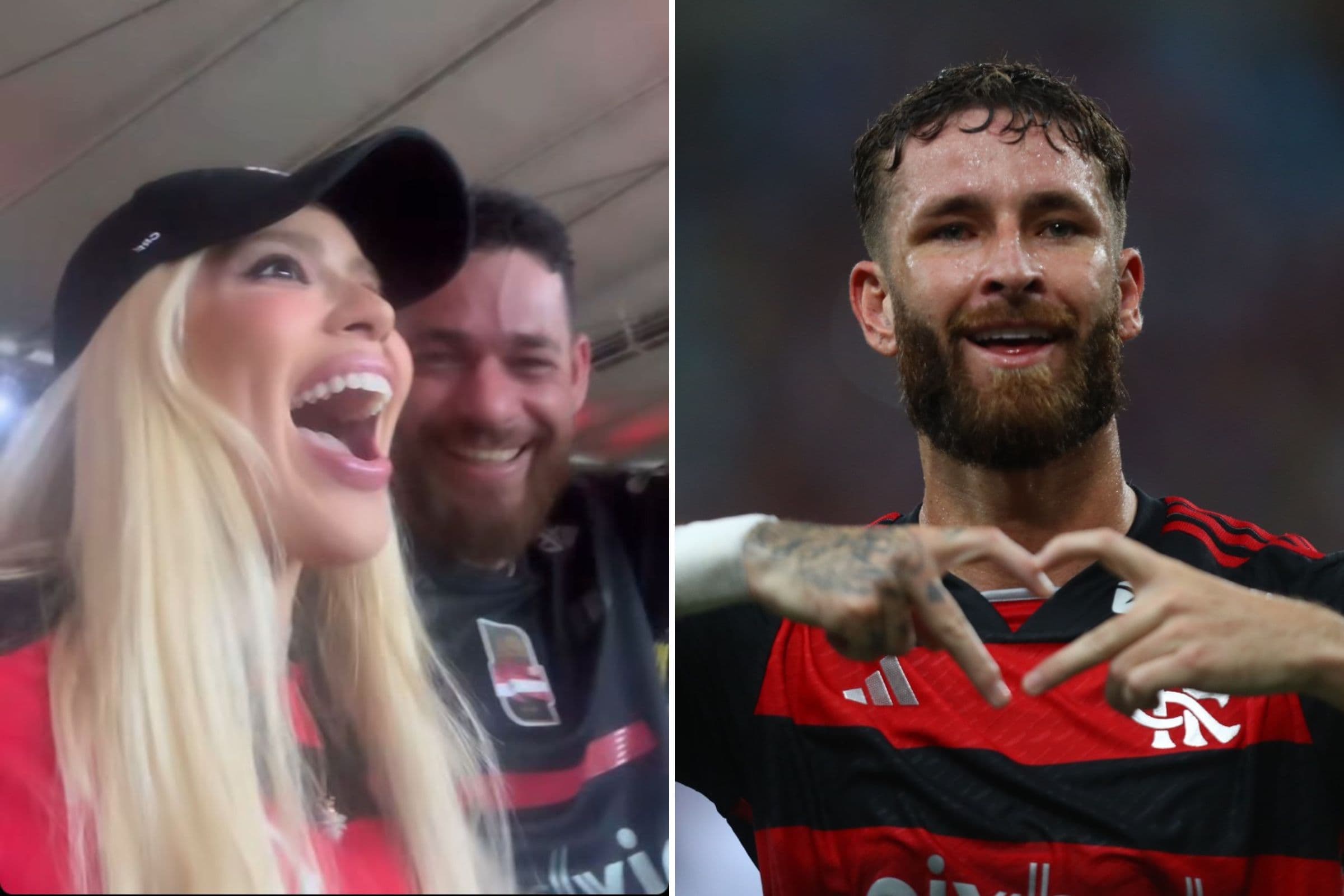 Karoline Lima estava no Maracanã e acompanhou de pertinho o gol de Léo Pereira pelo Flamengo