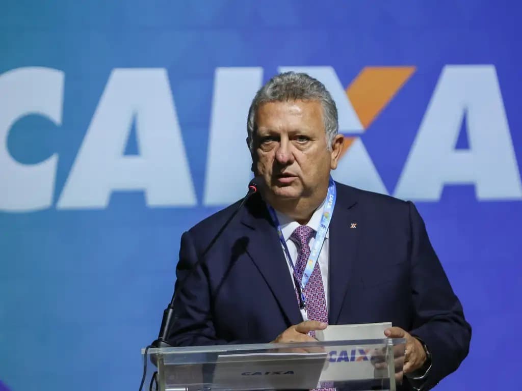 Presidente da Caixa Econômica Federal em coletiva de posse; mandatário falou sobre conversas com Landim e estádio do Flamengo no Gasômetro