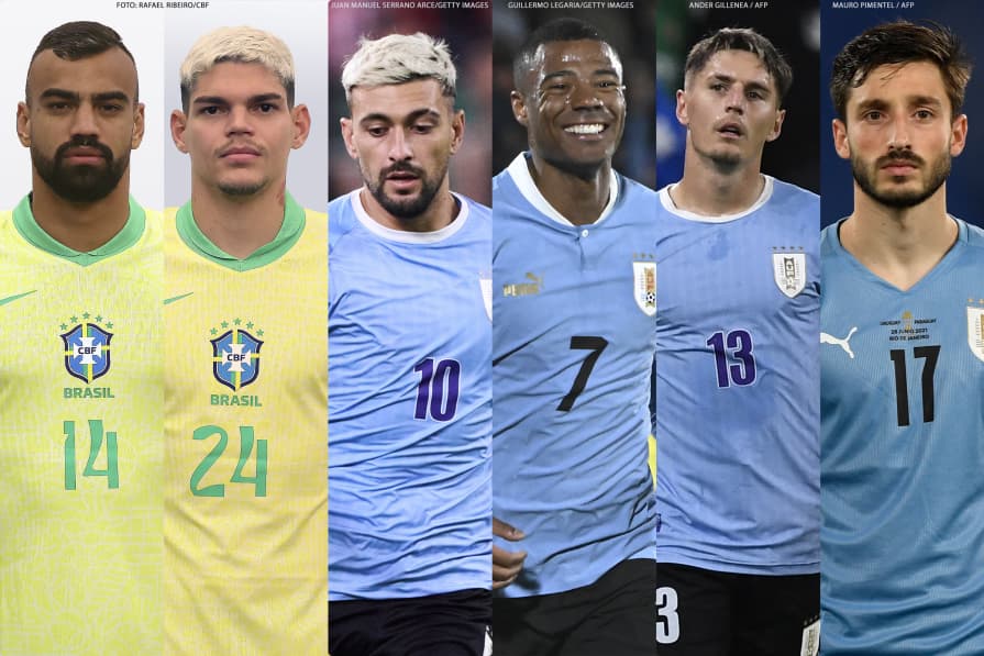 Fabrício Bruno, Ayrton Lucas, Arrascaeta, De La Cruz, Viña e Varela foram os jogadores do Flamengo convocados