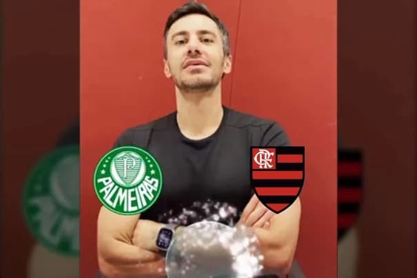 Bruno Vicari prevendo vitória do Palmeiras contra o Flamengo pelo Brasileirão de futebol masculino no Allianz Parque