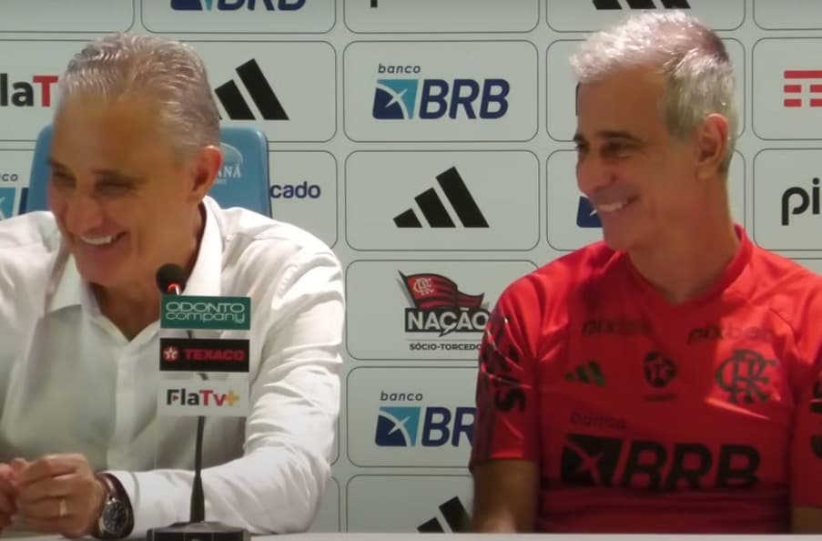 Tite e Fábio Mahseredjian, preparador físico do Flamengo