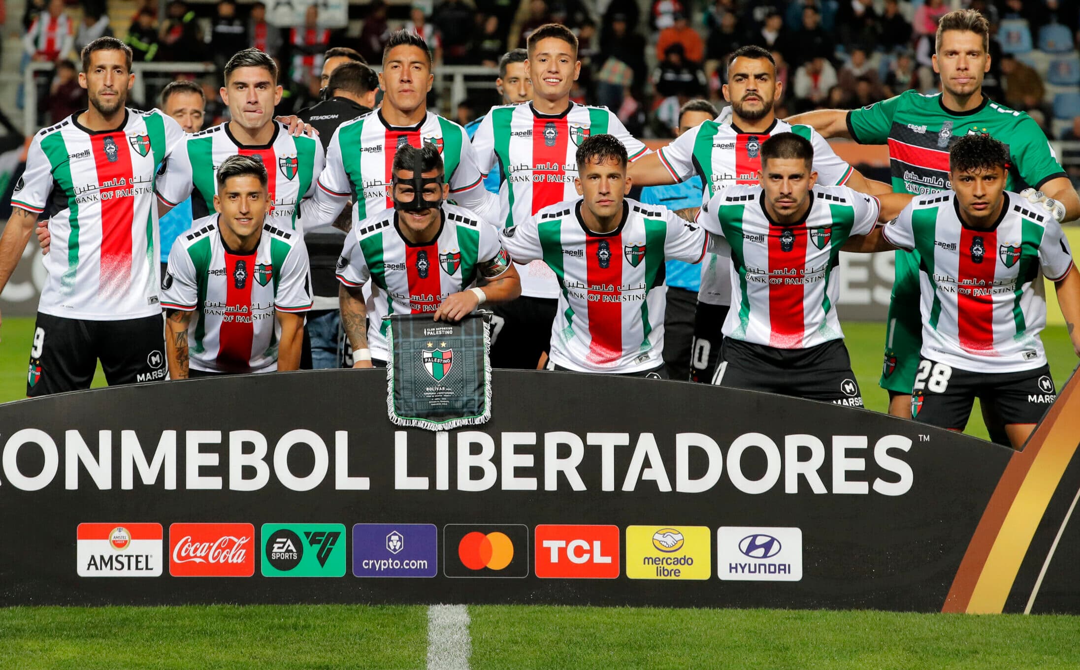 Time do Palestino que estreou na Copa Libertadores contra o Bolívar