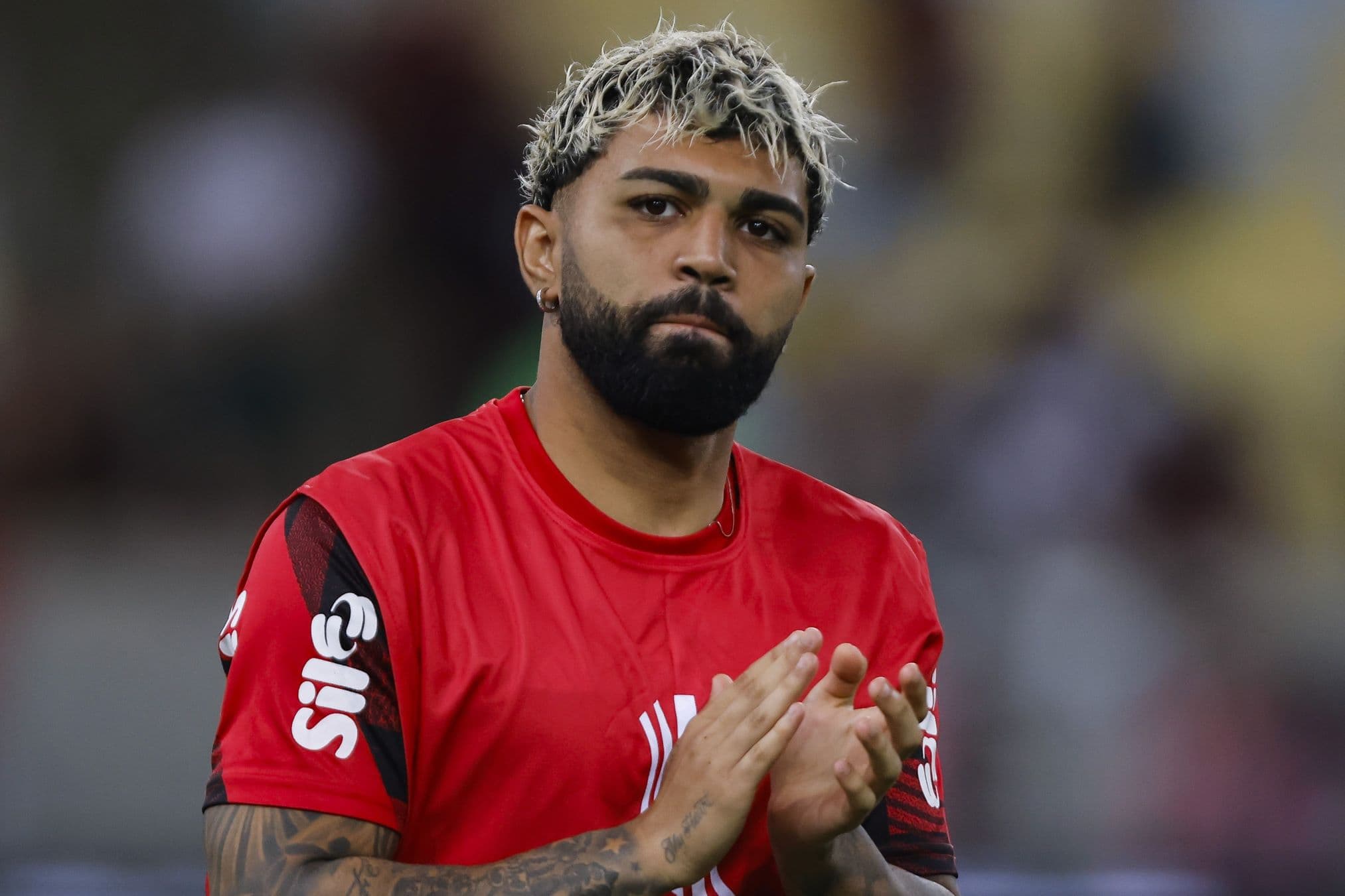Gabigol antes de jogo do Flamengo pela Libertadores.