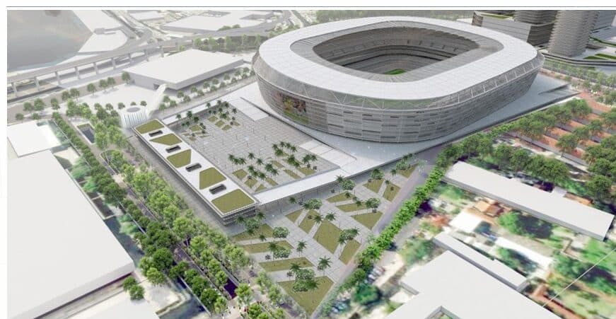 Imagem do estudo de viabilidade para construção do estádio do Flamengo