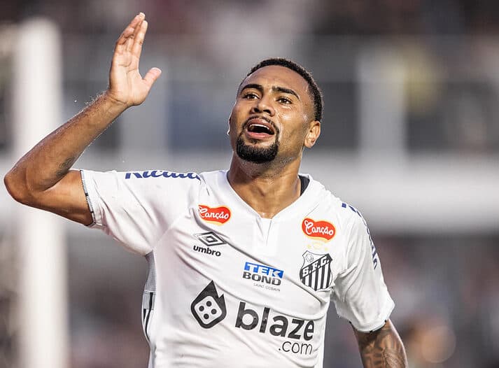 Wendel Silva, ex-Flamengo, comemora gol pelo Santos na Série B