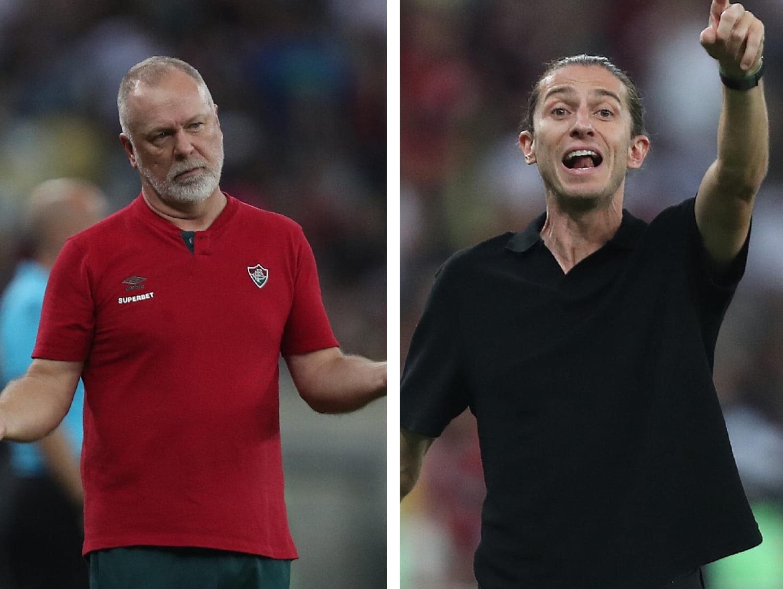 Mano Menezes de cara feia no comando do Fluminense e Filipe Luís instrui Flamengo
