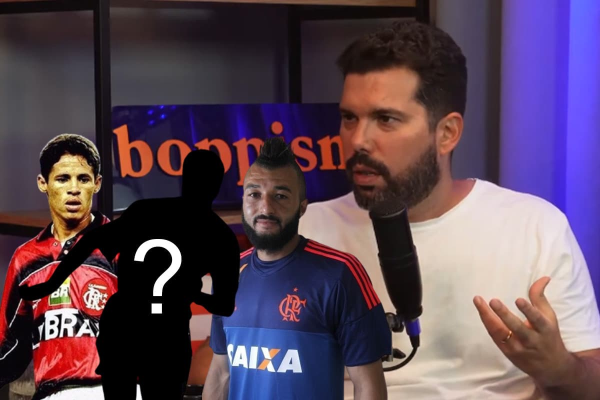 Montagem com Bruno Formiga de fundo, com Iranildo, Muralha e um jogador misterioso na frente deles