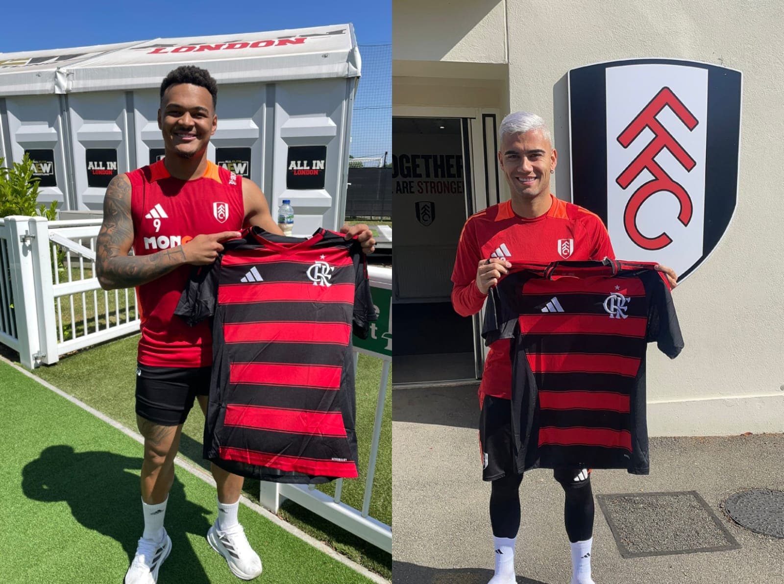 Muniz e Andreas com a camisa do Flamengo